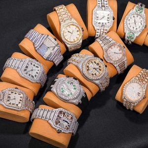 Montre-bracelet de luxe personnalisé Bling Iced Out montre plaqué or blanc Moiss anite diamant montres 5A réplication de haute qualité Mech7MM0N204ZV4A