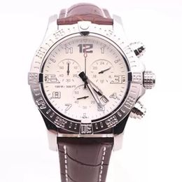 Montre bracelet homme seawolf chrono cadran blanc marron cuir ceinture montre quartz batterie montre homme robe montres étanche