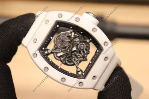 polshorloge Mechanisch Tonneau-skelet uitgehold alle witte keramische kleur multifunctionele Rm11 automatische luxe herenhorloges