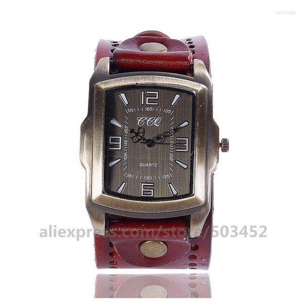 Montres-bracelets 100 pcs/lot CCQ 920040 vend réminiscence cuir montre carrée mode strass unisexe Damen Uhren Vintage