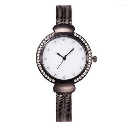 Montres-bracelets 100 pcs/lot élégance dame cristal maille montre Wrap Quartz décontracté Bling poignet pour les femmes en gros horloge