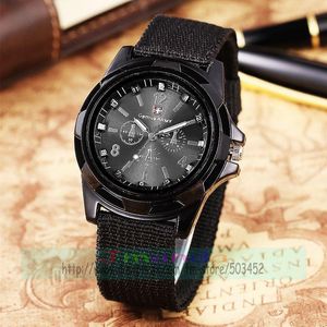 Montres-bracelets 100 pcs/lot mode Gemius armée conception hommes montre charmant Sport Quartz Nylon Wrap montres militaires en gros horloge