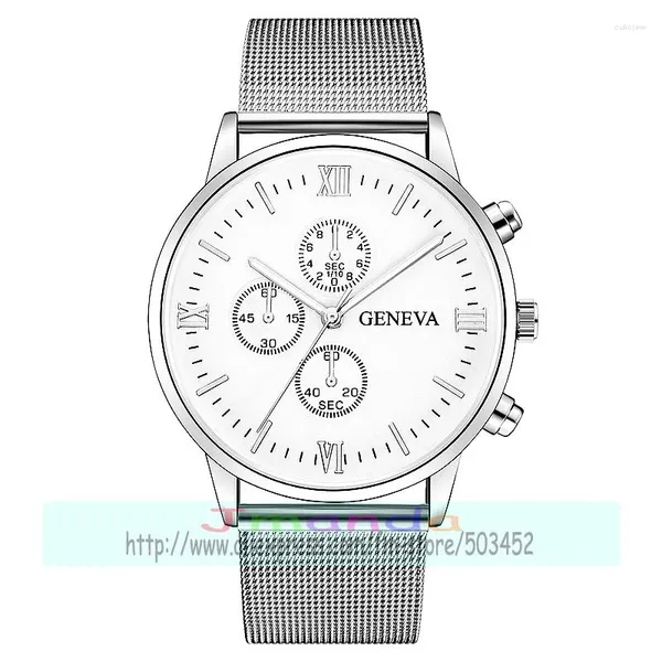 Relojes de pulsera 100 unids / lote Ginebra 628 Tres ojos Reloj de malla Moda Hombres Señora Wrap Cuarzo Casual Muñeca al por mayor