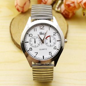 Montre-bracelets 100pcs / lot de haute qualité Silver Elastic Band Band Lovers Quartz Watch Gift for Men Women Wholesale