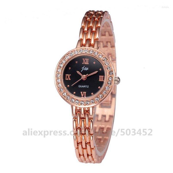 Relojes de pulsera 100 unids/lote Jw 6071L correa fina de cristal reloj de aleación números romanos Dail clásico vestido de mujer Diamand novia