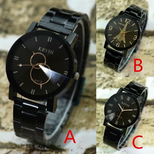 Montres-bracelets 100pcs / lot Kevin-2068-1 Pointeur Rond Noir Alliage Montre Wrap Quartz Couple Bonne Qualité Original Amoureux En Gros