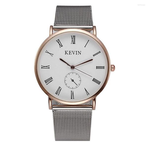 Relojes de pulsera 100 unids / lote Kevin-3068 Venta de reloj de malla Dial simple Caja de oro rosa Casual para unisex Venta al por mayor Cuarzo envolvente