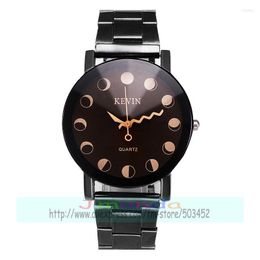 Polshorloges 100 stcs/lot kevin dot number roestvrij staal horloge mode special pointer wrap quartz casual voor unisex groothandel