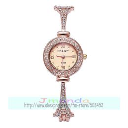 Relojes de pulsera 100pcs / lot King Girl-9648 Elegance Reloj de pulsera de cristal completo para mujer Mini cinturón de acero Lady Wrap Quartz WholesaleRelojes de pulsera