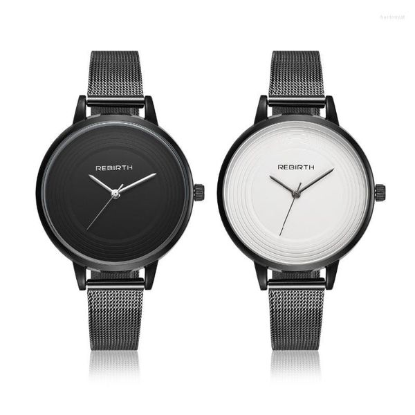 Montres-bracelets 100pcs / lot RE010B Original Rebirth Fashion Black Mesh Watch Top Quality Wrap Quartz Casual Wholesale Exclusive Montre-bracelet