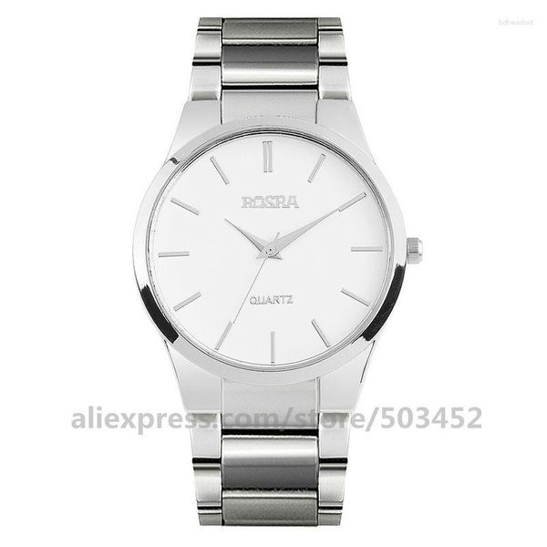 Relojes de pulsera 100 unids / lote ROSRA 8526 Relojes Escala de perno Correa de reloj Correa de acero Aleación para hombres Regalos Estilo de moda de gama alta