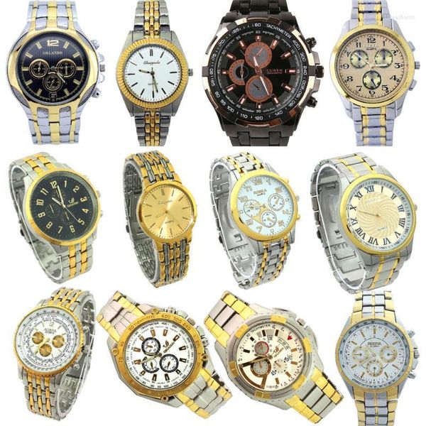 Montres-bracelets 10 PCS/Lot prix de gros mixte en vrac hommes mode montres en acier inoxydable Quartz alliage bande affaires luxe NGT1