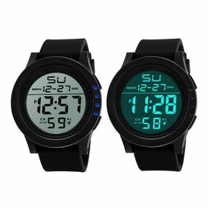 Polshorloges 1pc Sport Watches Led Screen Digitale Silicone Band Waterdichte wekker voor buitenlopende multifunctionele modehorlogeswris