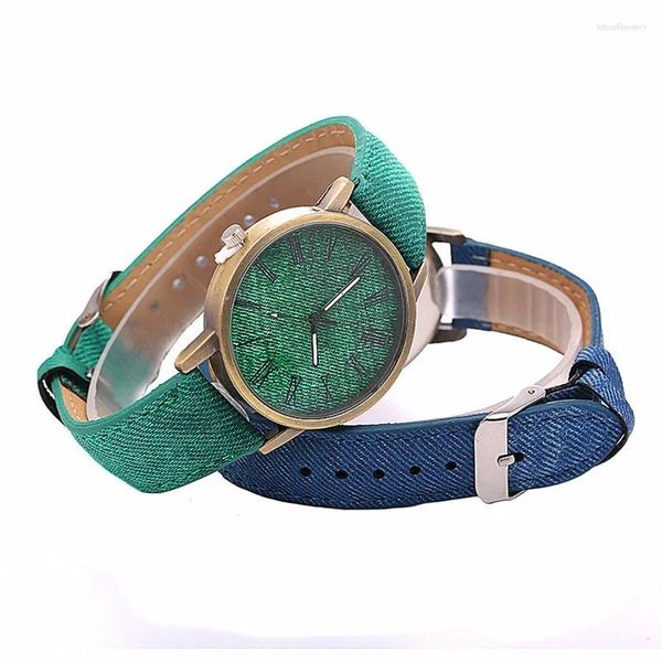 Relojes de pulsera 1 unid relojes mujeres pulsera casual señoras reloj personalidad tendencia denim correa mujer estudiante moda orologio donna