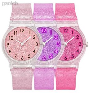 Horloges 1 stks Leisure Transparant Fonkelende Roze Vrouwen Horloge Mode Plastic Band Kinderen Horloge Student Dagelijkse Decoratie 24319