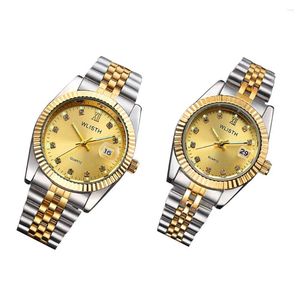 Horloges 2 Stuks Paar Horloge Quartz Liefhebbers Voor Geschenken Mode Casual Case Materiaal: Legering Horloges Pols De