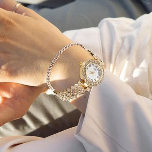 Montres-bracelets 2 pcs montre à quartz bracelet brillant filles dame montres bracelets en argent sterling femmes femmes