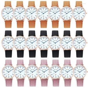 Montres-bracelets 2 pièces montre femmes mode ceinture en cuir décontractée montres simples dames petit cadran horloge à quartz robe