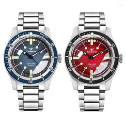 Montre-bracelets 200m Tandorio Tandorio 40 mm double arc saphir cristal NH35A PT5000 Red / Blue Men Automatic Men de la montre 120 Click Bracelet
