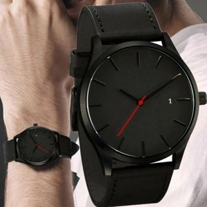 Polshorloges 2021 Casual dames grote wijzerplaat lederen band eenvoudige horloges cadeau mannen kalender kwarts horloge 321y