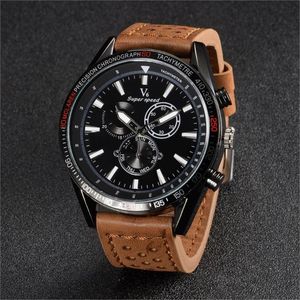 Montres-bracelets 2021 Mode V6 Cuir Montre Hommes Analogique Quartz Montres De Sport De Luxe Top Qualité Militaire Homme Relogio Masculino