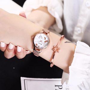 Polshorloges 2021 Fashion Women Watches kwarts elegante vlinder gaas staal luxe diamanten horloge vrouwelijke klok dames polswatch relojes