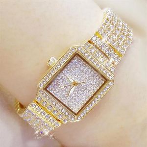 Montres-bracelets 2021 Dames Crystal Watch Femmes Strass Montres Lady Diamond Stone Robe Bracelet en acier inoxydable Montre-bracelet 2678