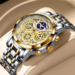 Montres sur les bracelets 2021 Lige Mens Watches en acier inoxydable Brand Hollow Desgin Luxury Araproproof Watch Male Chronograph Quartz Hour Reloj 1775