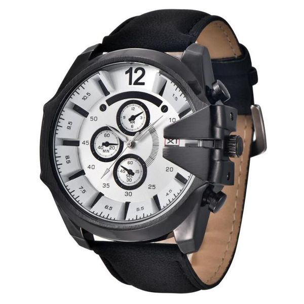 Montres-bracelets 2021 Montres pour hommes Top Marque XI Bande de cuir Mode Luxe Big Face Casual Quartz Montre-bracelet Reloj Hombre Grande Mod262Z