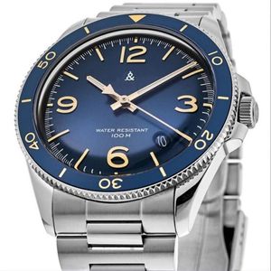 Montres-bracelets 2021 Vente de luxe BR Trois aiguilles Calendrier en acier inoxydable Blue Face Quartz Watch184A