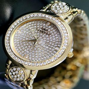 Montres-bracelets 2021 montre de mode pour femmes vente montre-bracelet à Quartz analogique cristal cadran rond strass montres dames décontracté