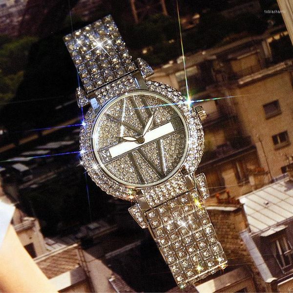 Montres-bracelets 2022 marque montre Quartz dames or mode montres-bracelets diamant en acier inoxydable femmes montre-bracelet filles femme horloge heures