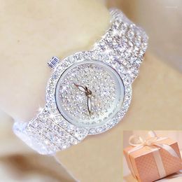 Polshorloges 2022 Diamant pols horloges voor vrouwen zilveren elegante vrouw kijk waterdichte strass Rhinestone montre femme coffret cadeau