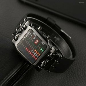 Relojes de pulsera 2022, Relojes digitales LED binarios a la moda para Hombre, Reloj electrónico deportivo de silicona, Reloj cuadrado para Hombre