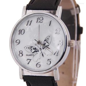 Montres-bracelets 2022 Mode Papillon Montres Femmes Montre En Cuir Quartz Casual Dames Horloge En Gros Prix Baisse