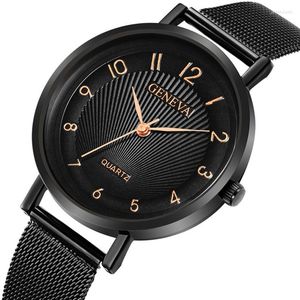 Relojes de pulsera 2022, relojes de cuarzo a la moda para Mujer, Reloj de lujo único para mujer, Reloj de pulsera de diseñador Simple GENEVA, Reloj para Hombre