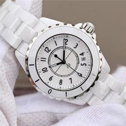 Orologi da polso 2022 Genuino Ceramica Nero Bianco Ceramica Orologio Uomo Donna Moda Semplice Quarzo Lady Elegante Vestito da Affari Watche238D