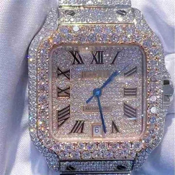 Montres-bracelets 2022 La personnalisation de la montre en diamant en pierre Mosang peut passer le TT du mouvement mécanique automatique pour hommes, montre étanche 2661