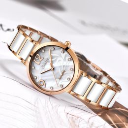 Polshorloges 2022 SUNKTA TOP CERAMICS QUARTZ Vrouwen kijkt waterdichte mode simple Watch Girl Clock Relogio Feminino Box