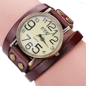 Montres-bracelets 2022 Vintage Bracelet en cuir de vache montre femmes bambou classique femme Relogio Feminino