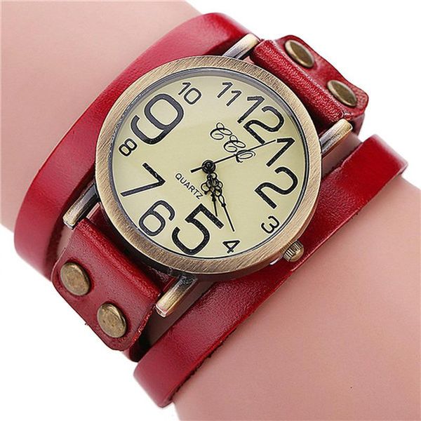 Montres-bracelets 2022 Bracelet en cuir de vache vintage Montre Femme Bambou Classique