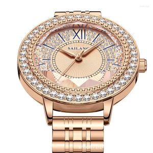 Polshorloges 2022 fashion luxe horloge Crystal Quartz vrouwelijke gouden zilveren roestvrijstalen damesjurk voor vrouwen