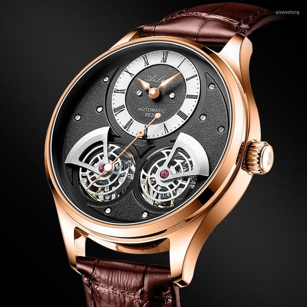 Montres-bracelets 2023 AILANG marque hommes automatique mécanique montre Double volant étanche Steampunk affaires horloge Rome Relo