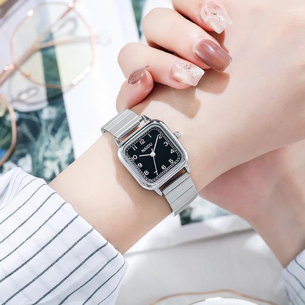 Montres-bracelets 2023 arrivée argent femmes montres en acier inoxydable élégant montre-bracelet minimaliste femme Quartz horloge Relojes