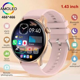Montre-bracelets 2023 Bluetooth Appel Femmes Smart Watch AMOLED Full Touch Fitness IP68 Men d'étanché