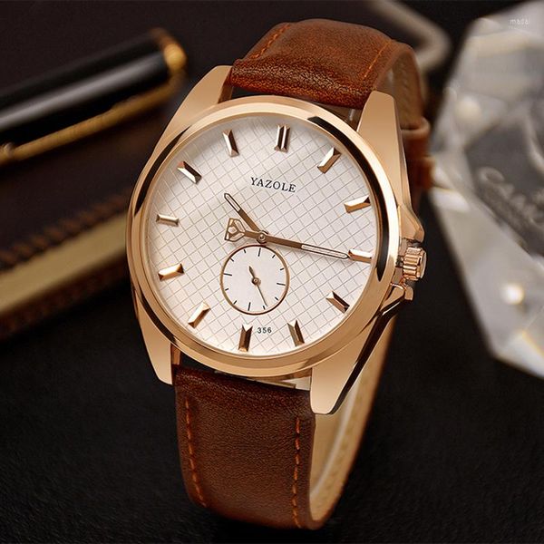 Relojes de pulsera 2023 Marca Yazole Reloj para hombres de negocios Relojes de cuero de ocio únicos Relojes de cuarzo Pequeños segundos Moda Relogio Masculino