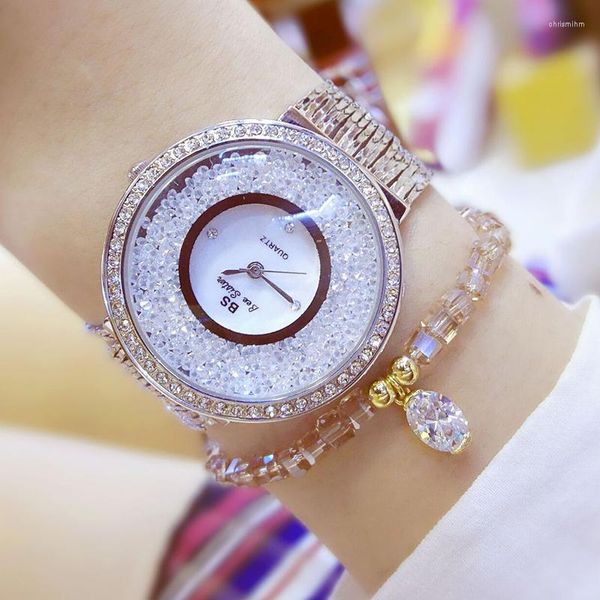 Relojes de pulsera 2023 BS para mujer, cadenas de reloj con borlas de alta calidad, vestido elegante con brazalete, pulsera impermeable, reloj