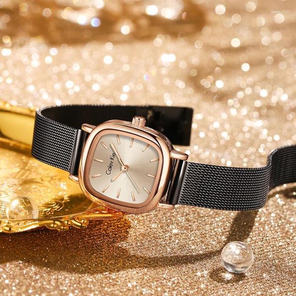 Relojes de pulsera 2023 Colev Kie Marca de moda Relojes de cuarzo para mujer Reloj de mujer de oro rosa de lujo Vestido elegante para niñas Regalos Montre Femme