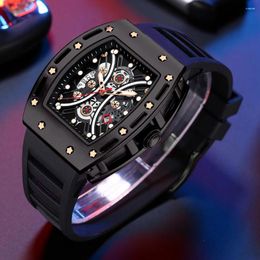 Montres-bracelets 2023 cône mode montres à Quartz en boîte hommes luxe affaires Design sport Silicone montre étanche