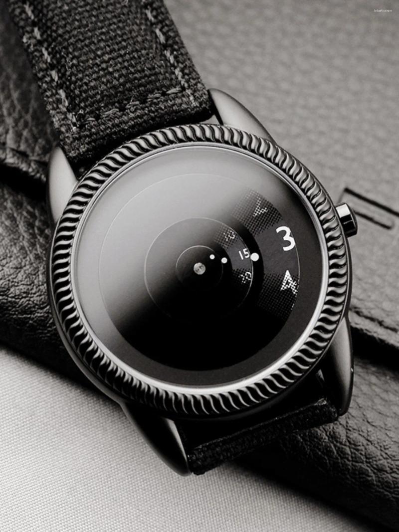 Relógios de pulso 2023 estilo criativo banda de aço relógio de pulso verdade em ficção design especial discos mãos moda breve casual relógio de quartzo